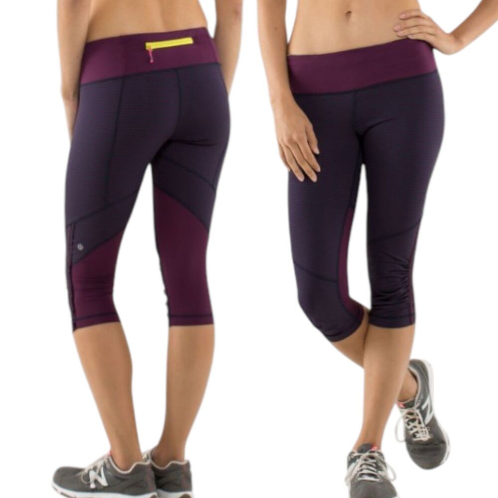 Lululemon Run For Your Life Crop Leggings Size 6 Power Luxtreme Stripe